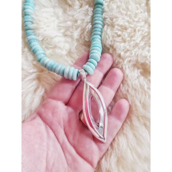 Simon Sebbag Designs Amazonite Beaded Pendant Necklace 925 Sterling Silver – 18" - Picture 9 of 9